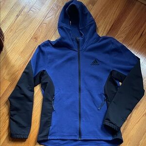 Adidas Royal Blue and Black Zip-Up COLD.RDY Hoodie